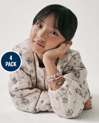 Girls Happy Face Bracelet 4-Pack