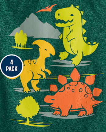 Baby And Toddler Boys Dinos And Trucks Graphic Tee 4-Pack