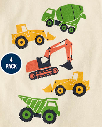 Baby And Toddler Boys Dinos And Trucks Graphic Tee 4-Pack