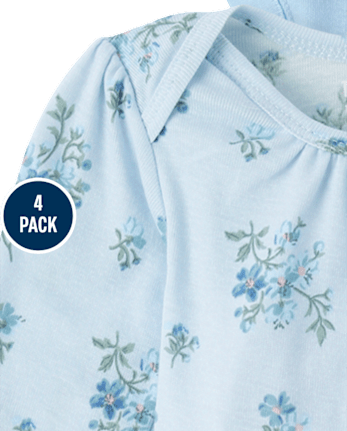 Baby Girls Floral Bow Bodysuit 4-Pack