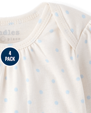 Baby Girls Floral Bow Bodysuit 4-Pack