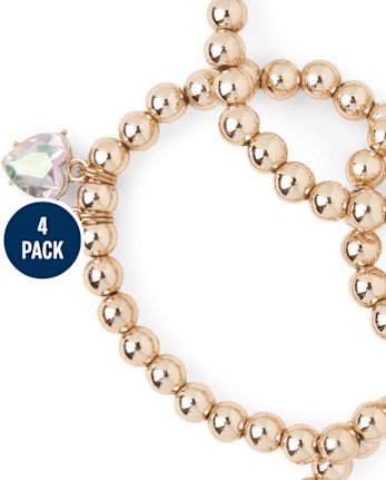 Girls Beaded Heart Bracelet 4-Pack