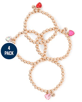 Girls Beaded Heart Bracelet 4-Pack