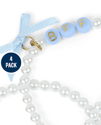 Girls Bow BFF Beaded Bracelet 4-Pack