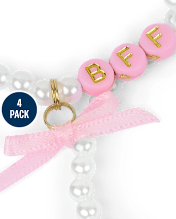 Girls Bow BFF Beaded Bracelet 4-Pack