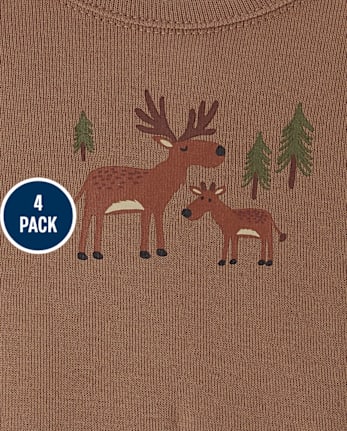 Baby Boys Moose Bodysuit 4-Pack