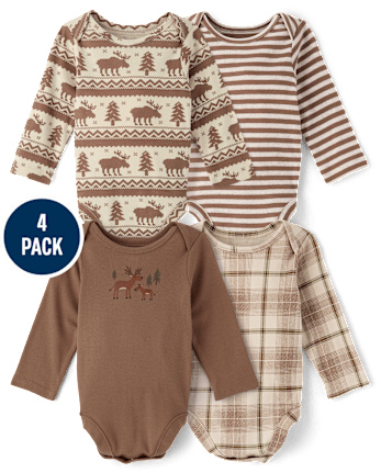Baby Boys Moose Bodysuit 4-Pack