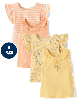 Toddler Girls Floral Flutter Tank Top 4-Pack