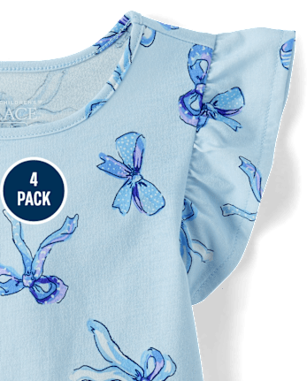 Toddler Girls Bow Flutter Tank Top 4-Pack