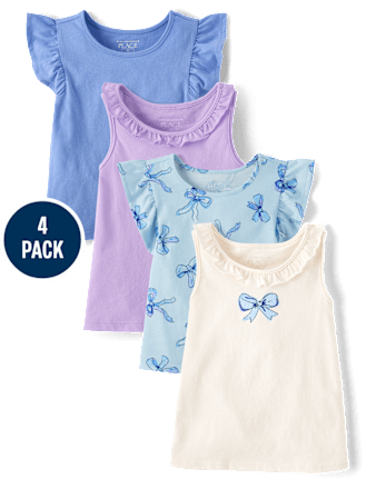 Toddler Girls Bow Flutter Tank Top 4-Pack