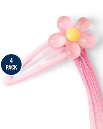 Girls Butterfly Rainbow Faux Hair Extension Hair Clip 4-Pack