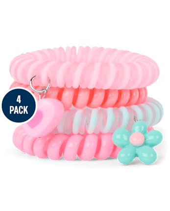 Girls Flower Coil Bracelet 4-Pack