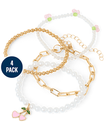 Bracelet de perles cerises pour filles (lot de 4)