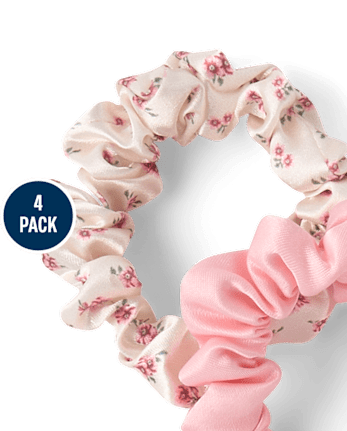 Girls Bow Satin Hair Scrunchie 4-Pack