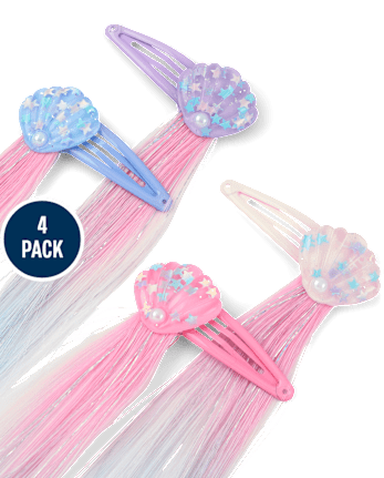 Girls Seashell Hair Extension Hair Clip 4-Pack