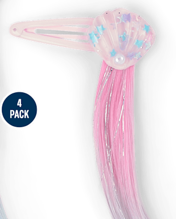 Girls Seashell Hair Extension Hair Clip 4-Pack