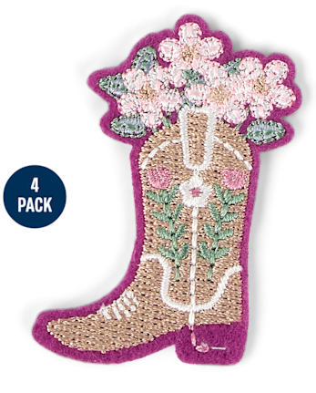 Girls Embroidered Love Patch 4-Pack