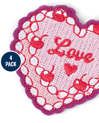 Girls Embroidered Love Patch 4-Pack