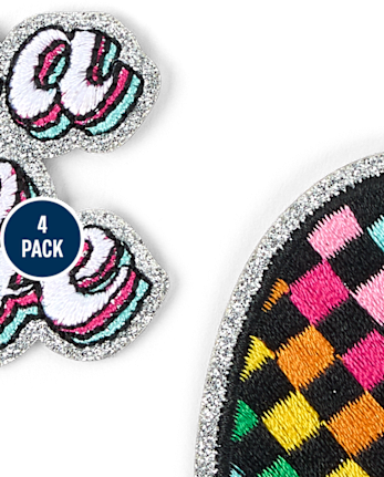 Girls Embroidered Lightning Bolt Patch 4-Pack