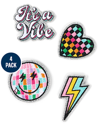 Girls Embroidered Lightning Bolt Patch 4-Pack