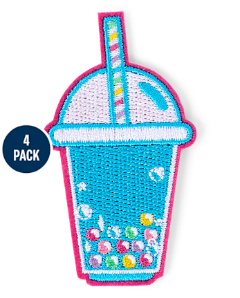 Girls Embroidered Food Patch 4-Pack