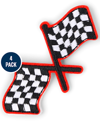 Boys Embroidered Racecar Patch 4-Pack