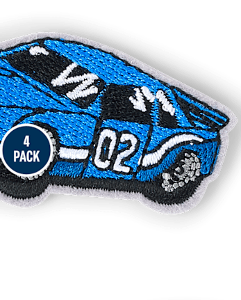 Boys Embroidered Racecar Patch 4-Pack