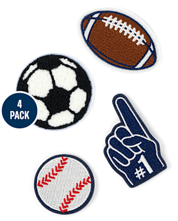 Boys Embroidered Sports Patch 4-Pack