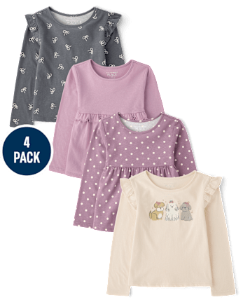 Toddler Girls Flutter Top 4-Pack