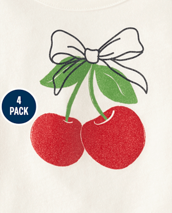 Toddler Girls Cherry Top 4-Pack