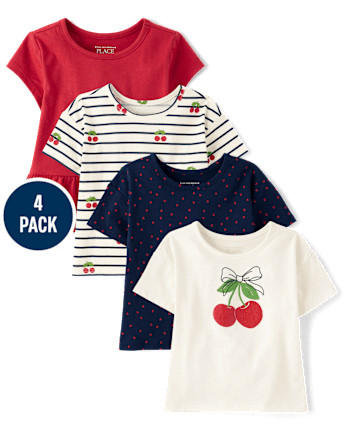 Toddler Girls Cherry Top 4-Pack