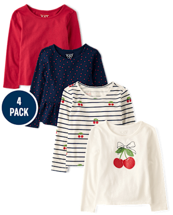 Toddler Girls Cherry Top 4-Pack