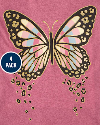 Baby And Toddler Girls Butterfly Graphic Tee 4-Pack