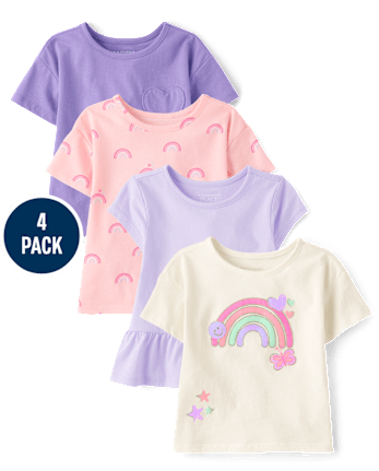 Toddler Girls Rainbow Top 4-Pack