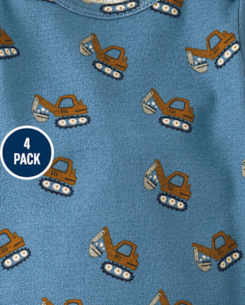 Baby Boys Construction Vehicle Bodysuit 4-Pack