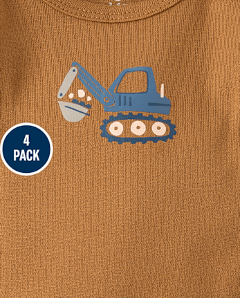 Baby Boys Construction Vehicle Bodysuit 4-Pack