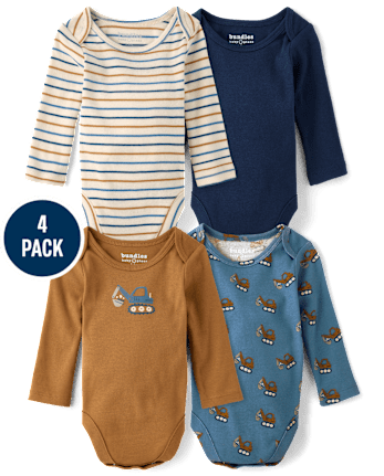 Baby Boys Construction Vehicle Bodysuit 4-Pack