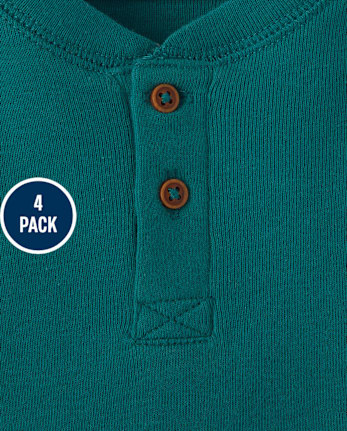 Baby Boys Henley Bodysuit 4-Pack