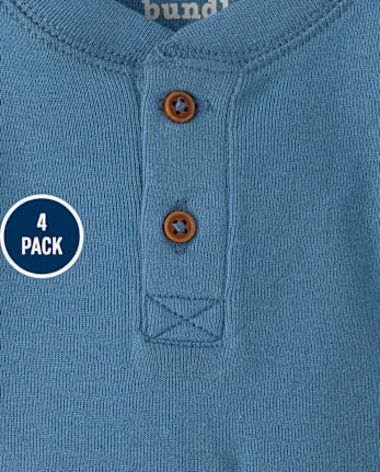 Baby Boys Henley Bodysuit 4-Pack