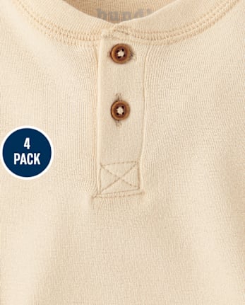 Baby Boys Henley Bodysuit 4-Pack