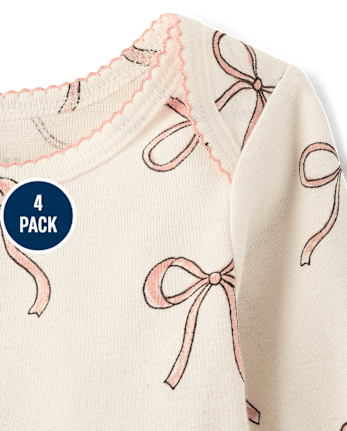 Baby Girls Bow Bodysuit 4-Pack