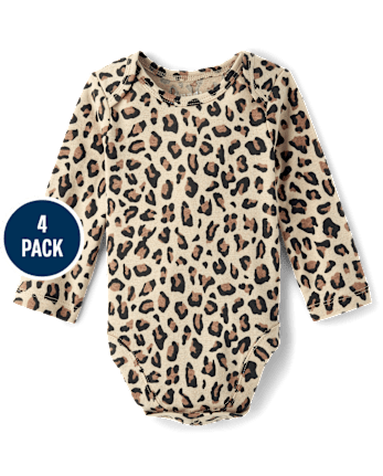 Baby Girls Leopard Bodysuit 4-Pack