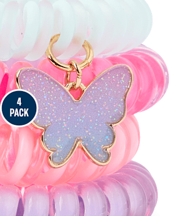 Girls Butterfly Coil Bracelet 4-Pack - MULTI CLR