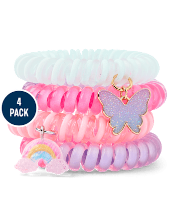 Girls Butterfly Coil Bracelet 4-Pack - MULTI CLR