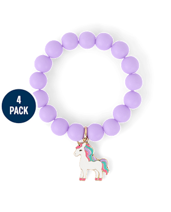 Girls Beaded Charm Bracelet 4-Pack