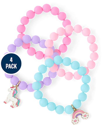 Girls Beaded Charm Bracelet 4-Pack