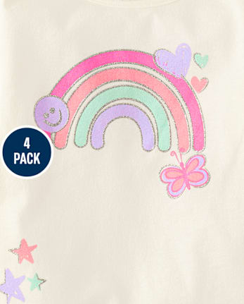 Toddler Girls Rainbow Top 4-Pack