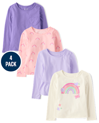Toddler Girls Rainbow Top 4-Pack