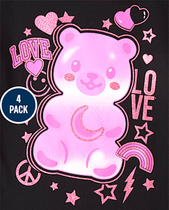Girls Heart Graphic Tee 4-Pack - MULTI CLR