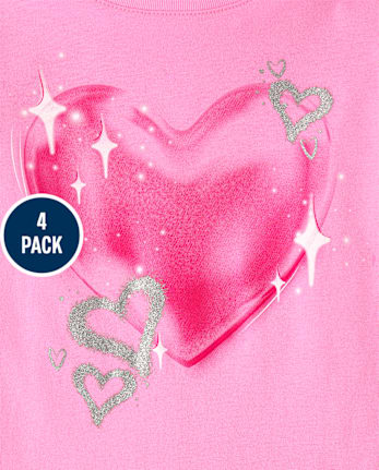 Girls Heart Graphic Tee 4-Pack - MULTI CLR